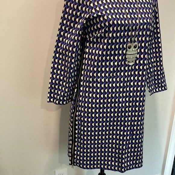J Crew Blue Print Sleeve Midi Dress medium - Picture 9 of 13